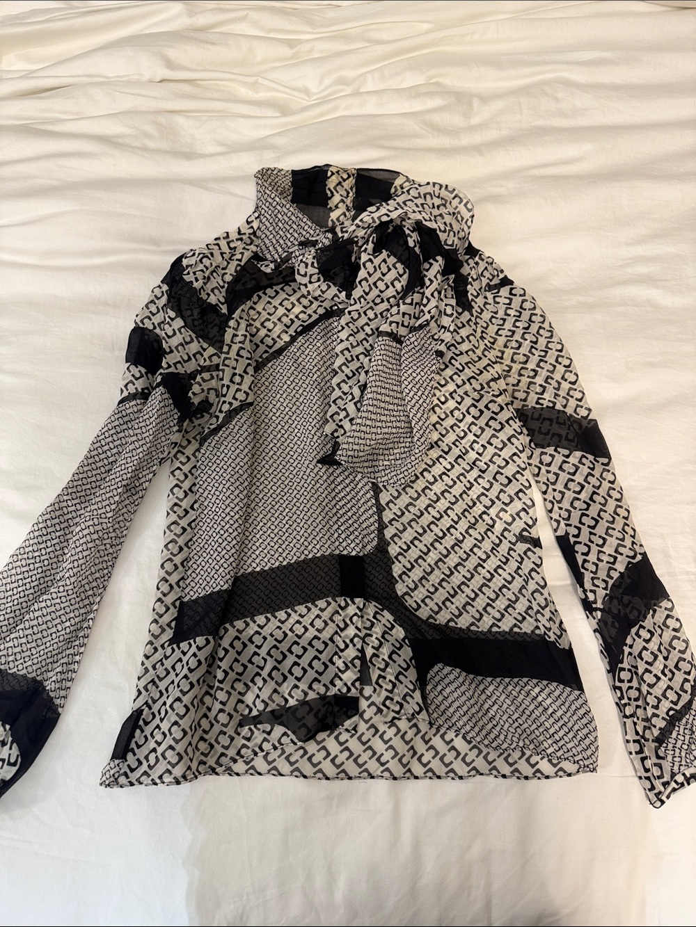 Diane von Furstenberg Black and White Geometric Blouse